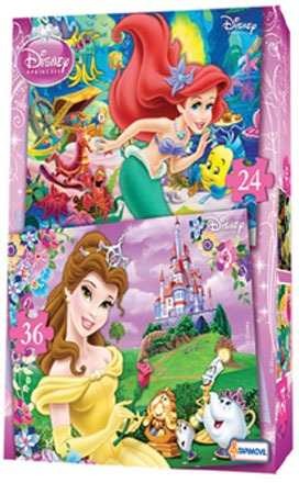 2 Puzzles 24 Y 36 Piezas Disney Princesas Tapimovil 7333