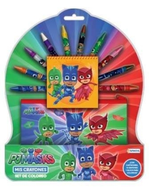 Mis Crayones Set Color Pjmask Heroes Pijamas Tapimovil 0811