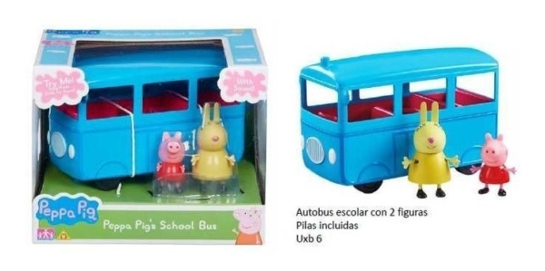 Peppa Pig Autobus Escolar Con 2 Figuras Sonido 6708 Caffaro