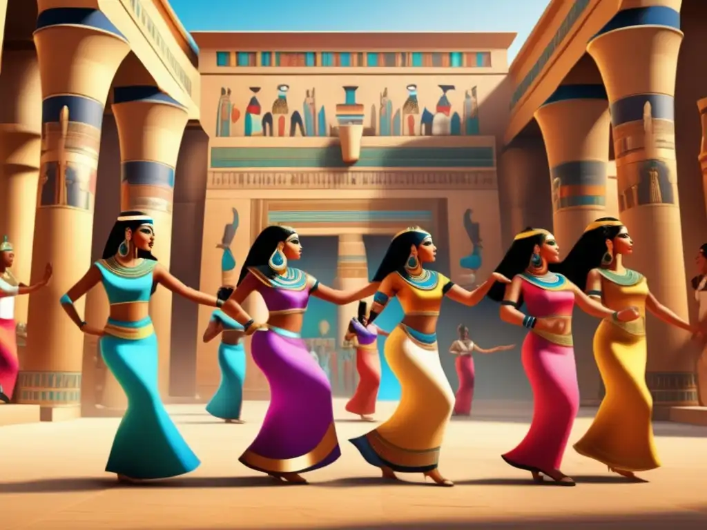 Cómo se baila "Walk Like an Egyptian" de The Bangles 1 bailarines en pose egipcia vibrante