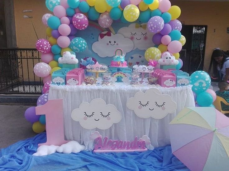 decoracion de fiesta de cumpleanos arco iris