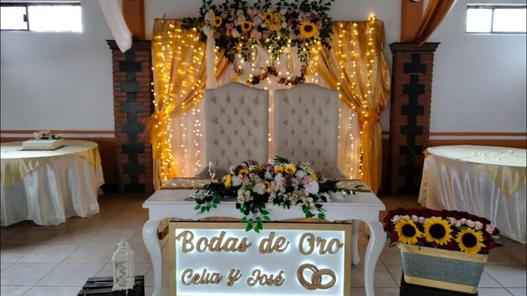 decoracion elegante para boda de oro