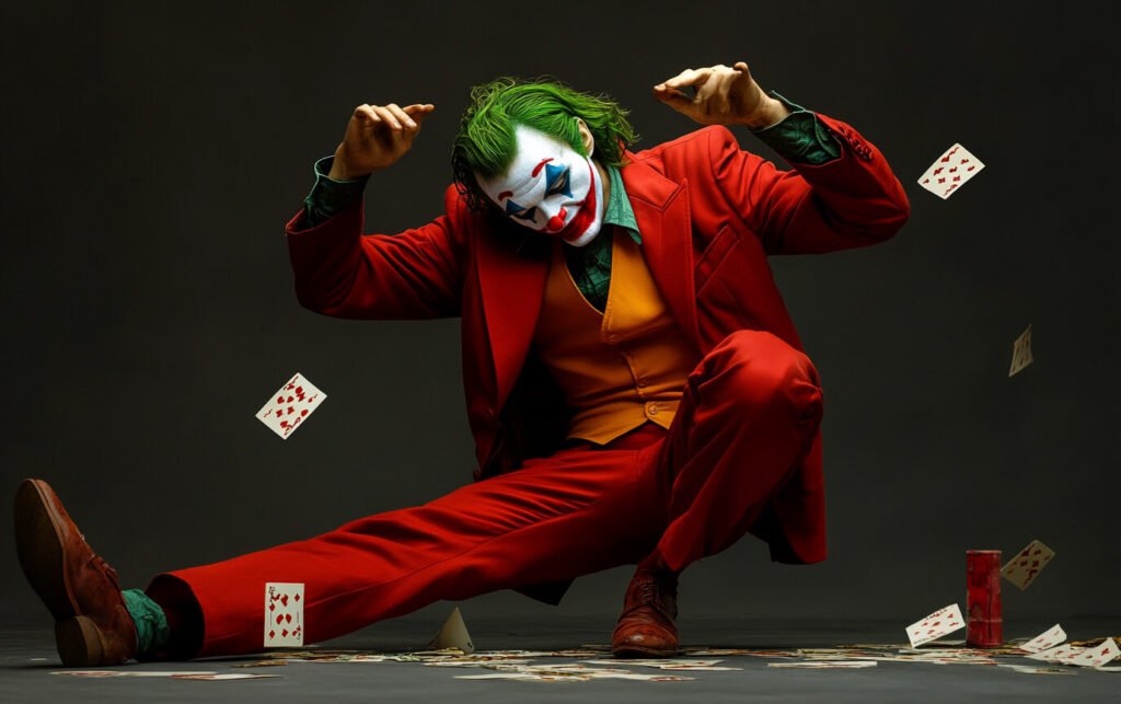 disfraz colorido de joker en accion