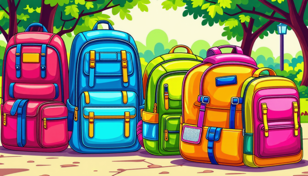 mochilas coloridas en una aventura al aire libre