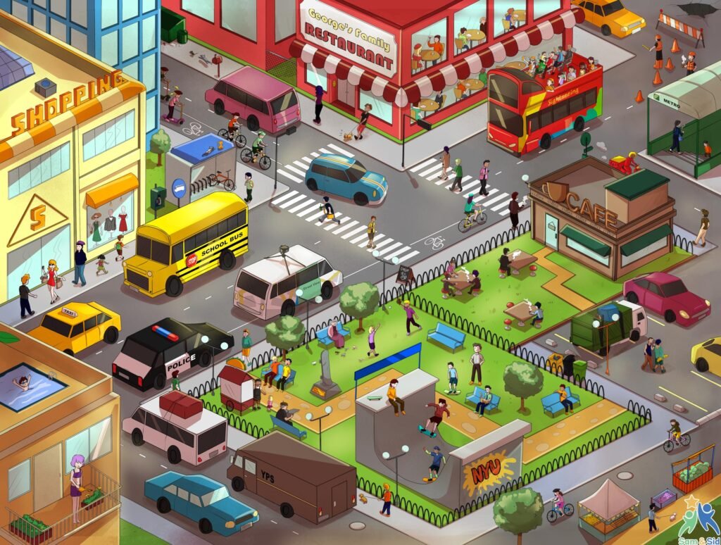 mundo urbano en 3d lleno de accion