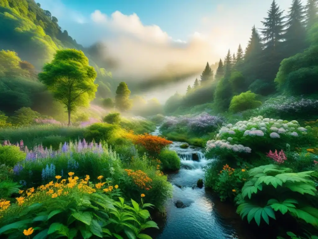 naturaleza vibrante con elementos de sostenibilidad