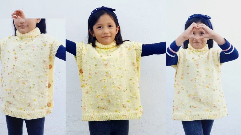 nina con chaleco poncho colorido