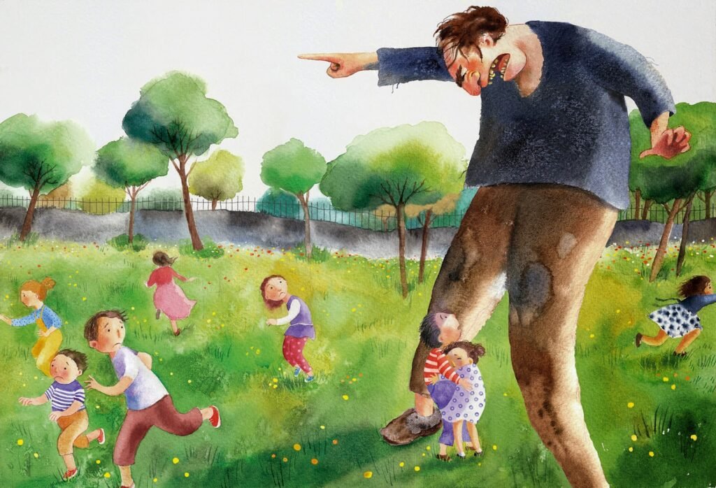 ninos jugando en un jardin de cuentos