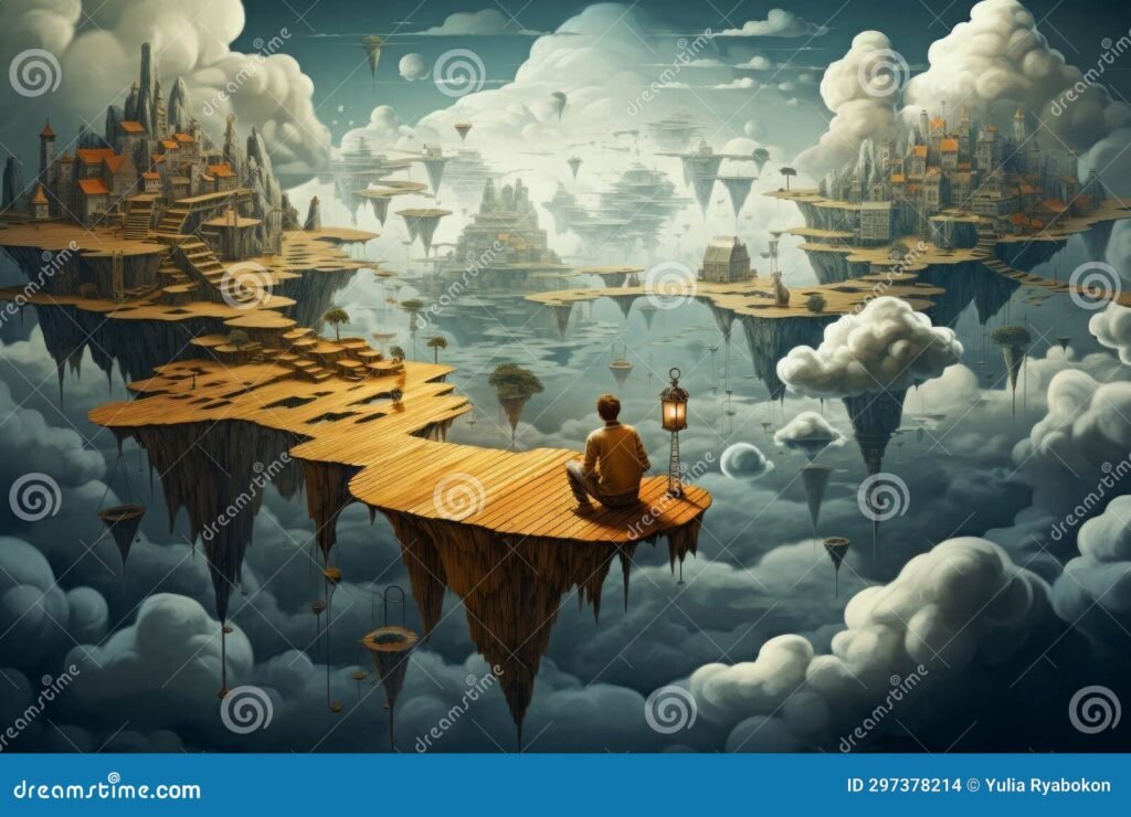 nube magica flotando sobre un paisaje