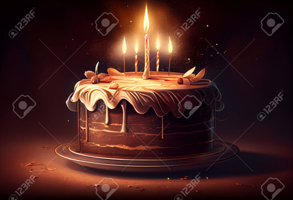 pastel de cumpleanos con velas encendidas