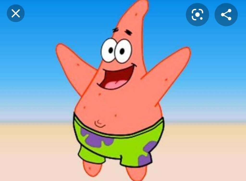 patricio estrella en un fondo colorido