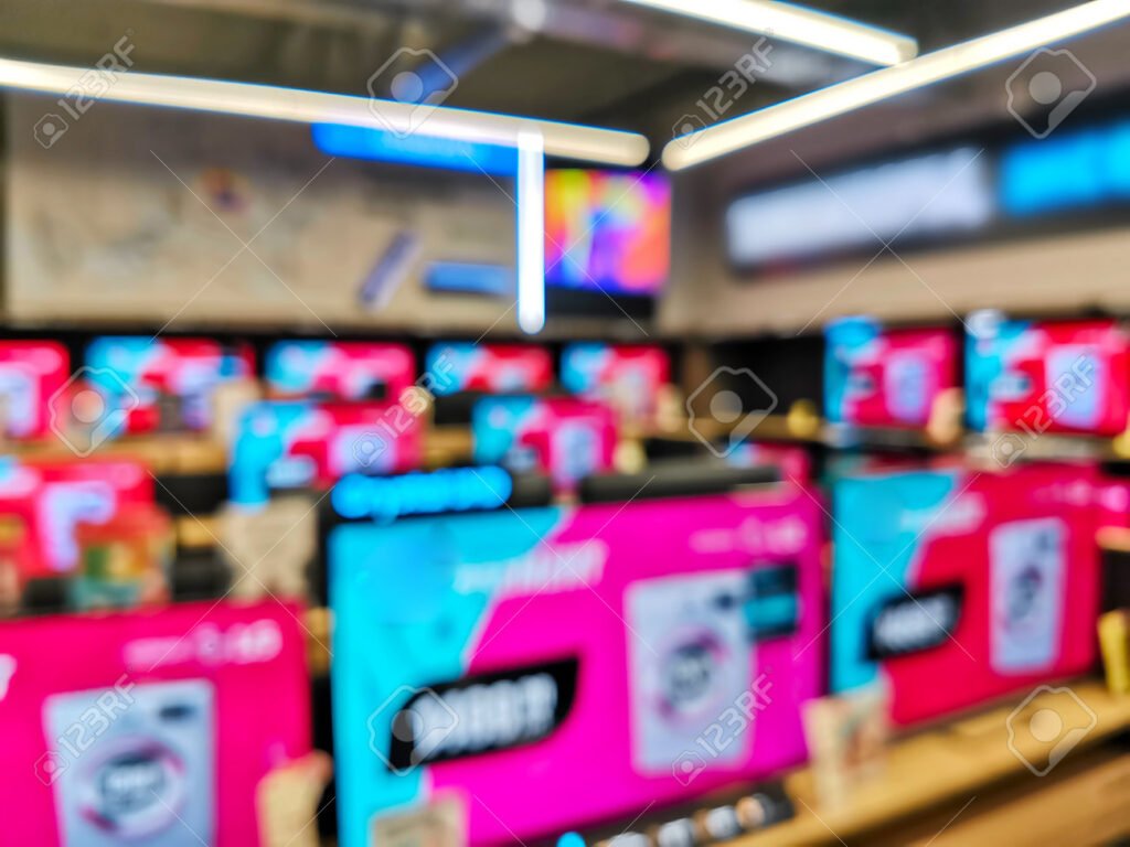 tienda de electrodomesticos moderna y colorida